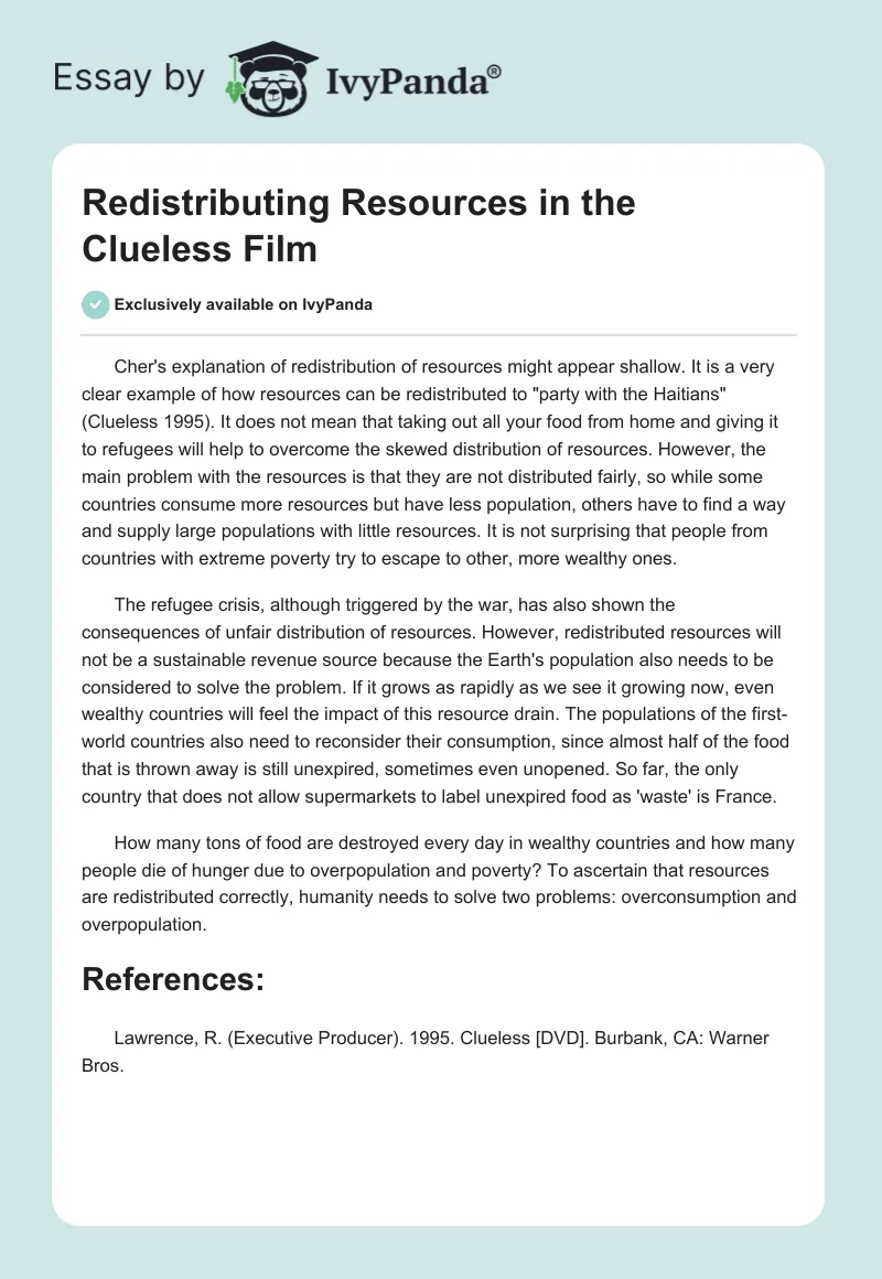 Redistributing Resources in the "Clueless" Film. Page 1