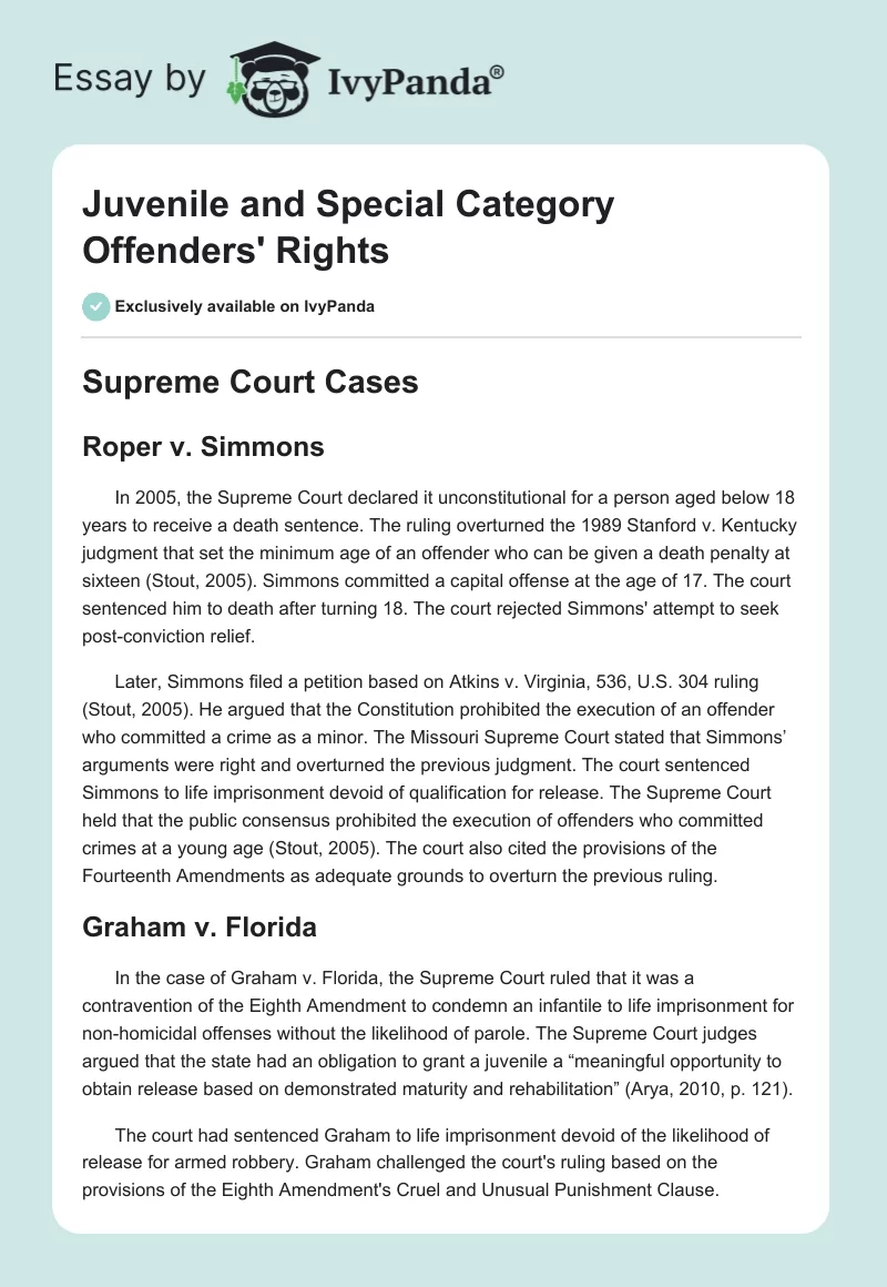 Juvenile and Special Category Offenders' Rights. Page 1