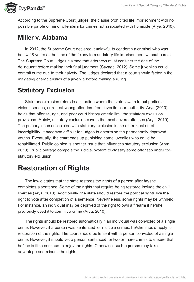 Juvenile and Special Category Offenders' Rights. Page 2