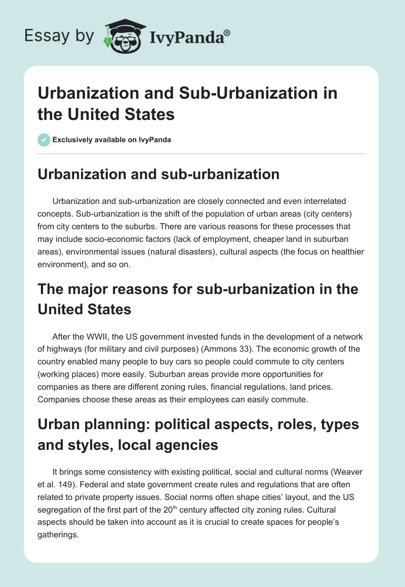 Urbanization and Sub-Urbanization in the United States. Page 1