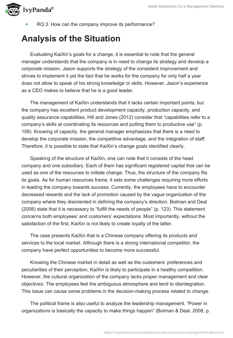 Kaixin Electronics Co.'s Management Dilemma. Page 2