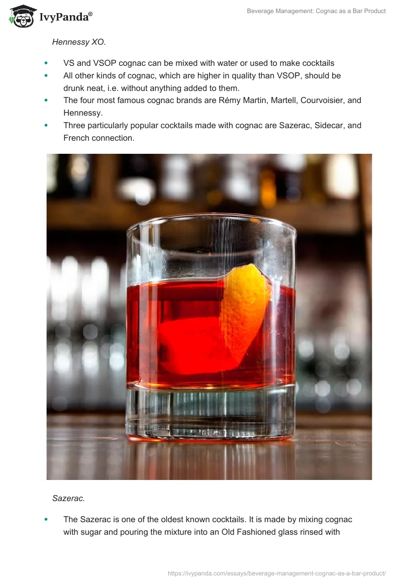 Beverage Management: Cognac as a Bar Product. Page 4