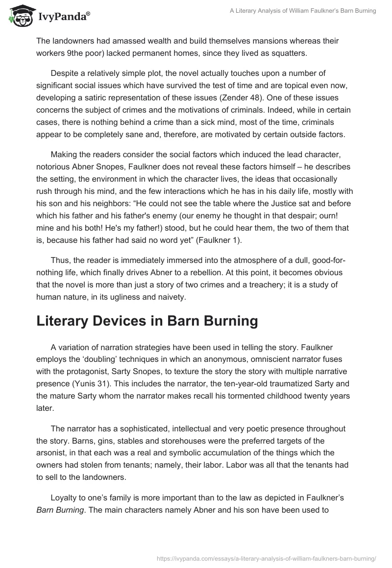 A Literary Analysis of William Faulkner’s Barn Burning. Page 3