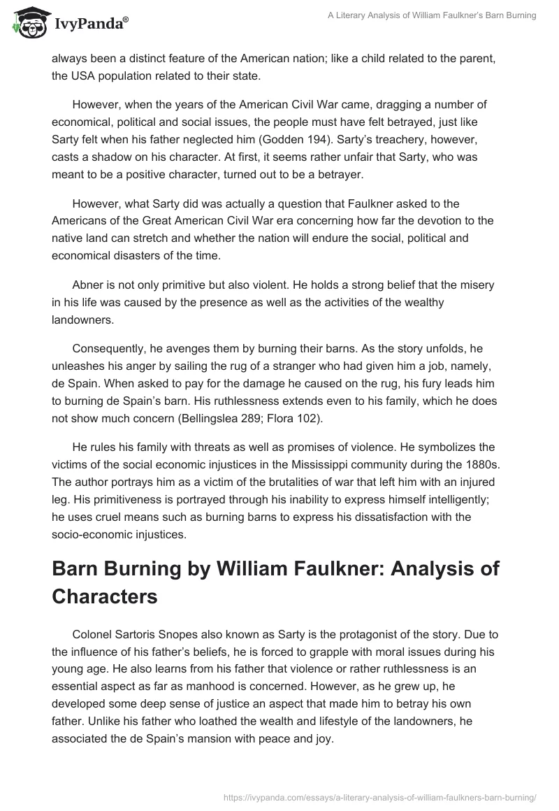 A Literary Analysis of William Faulkner’s Barn Burning. Page 5
