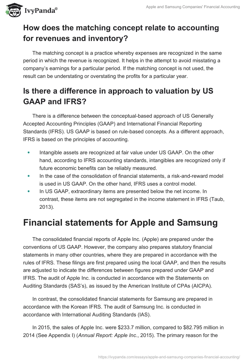 Apple and Samsung Companies' Financial Accounting. Page 2