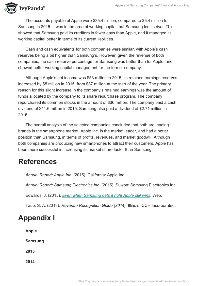 Apple and Samsung Companies' Financial Accounting. Page 4
