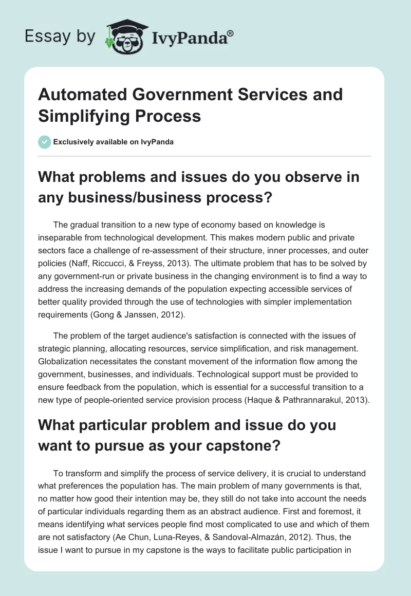 Automated Government Services and Simplifying Process. Page 1