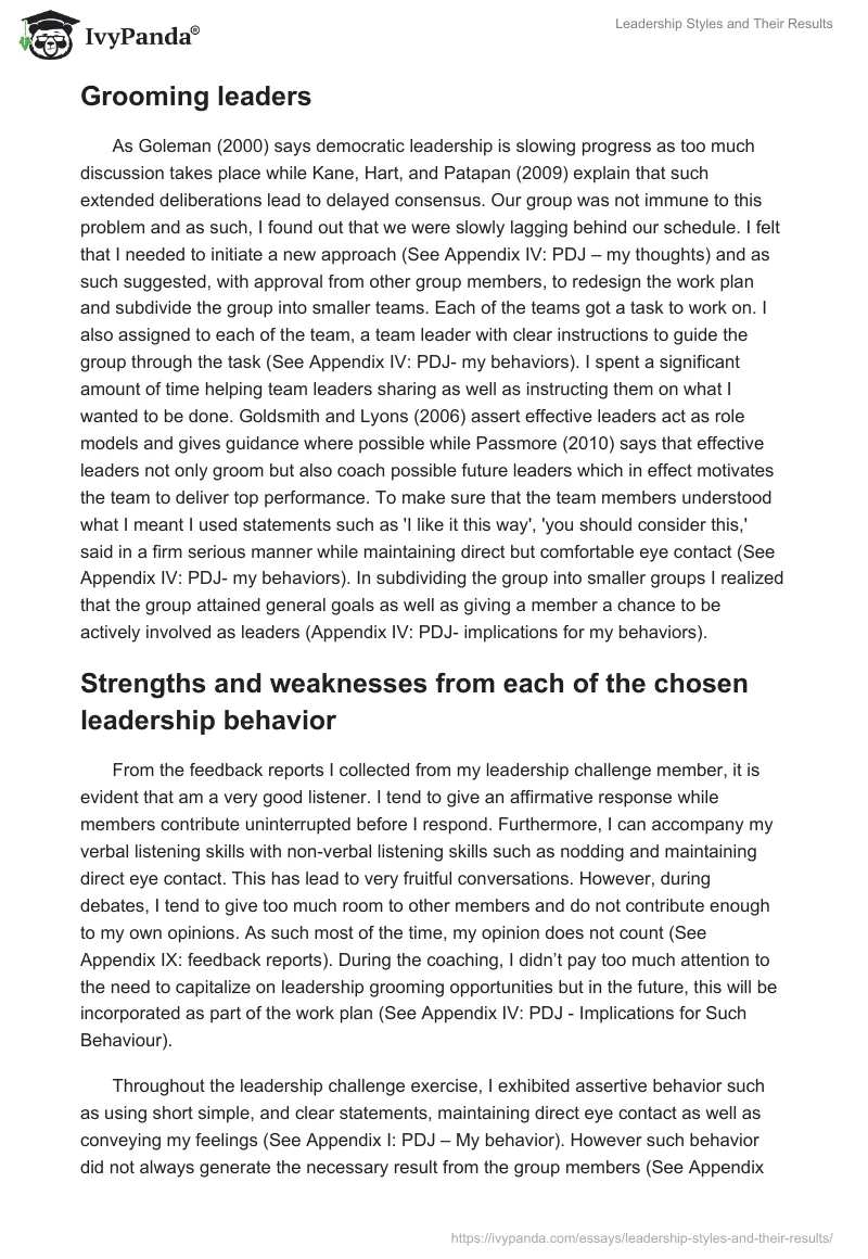 Leadership Styles and Their Results. Page 4