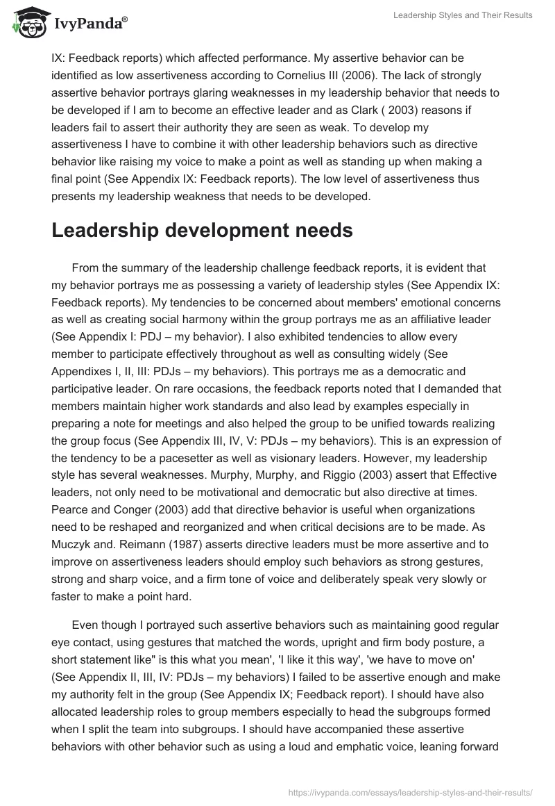 Leadership Styles and Their Results. Page 5