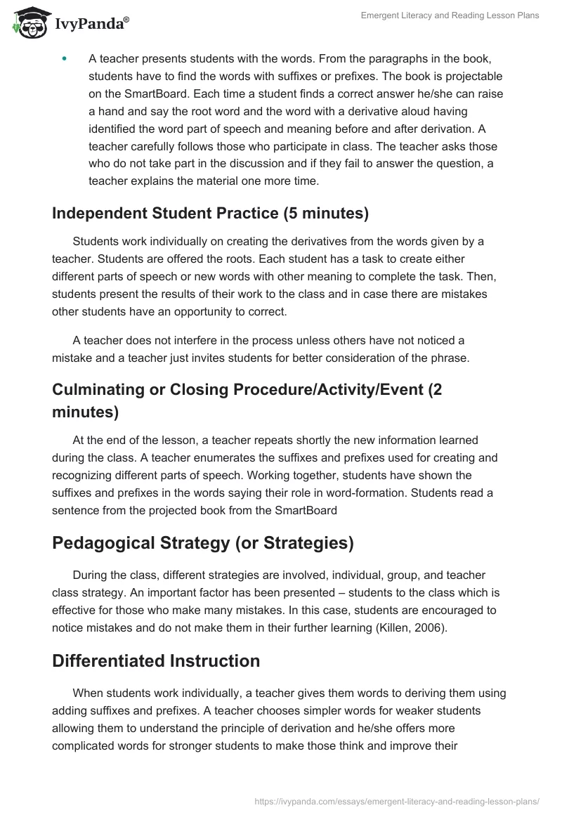 Emergent Literacy and Reading Lesson Plans. Page 4