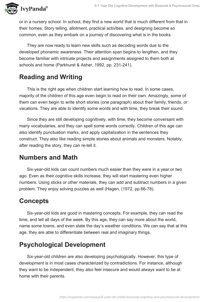 6-7 Year Old Cognitive Development With Biosocial & Psychosocial Ones. Page 4
