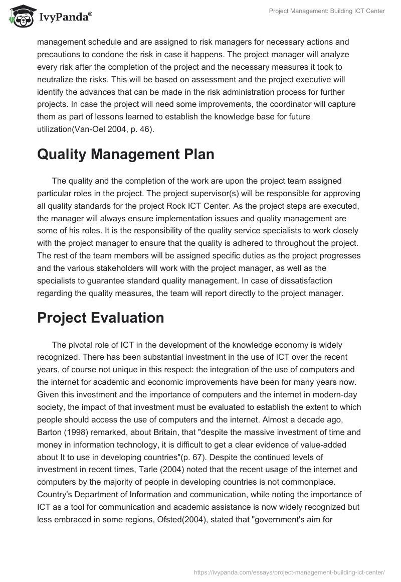 Project Management: Building ICT Center. Page 3