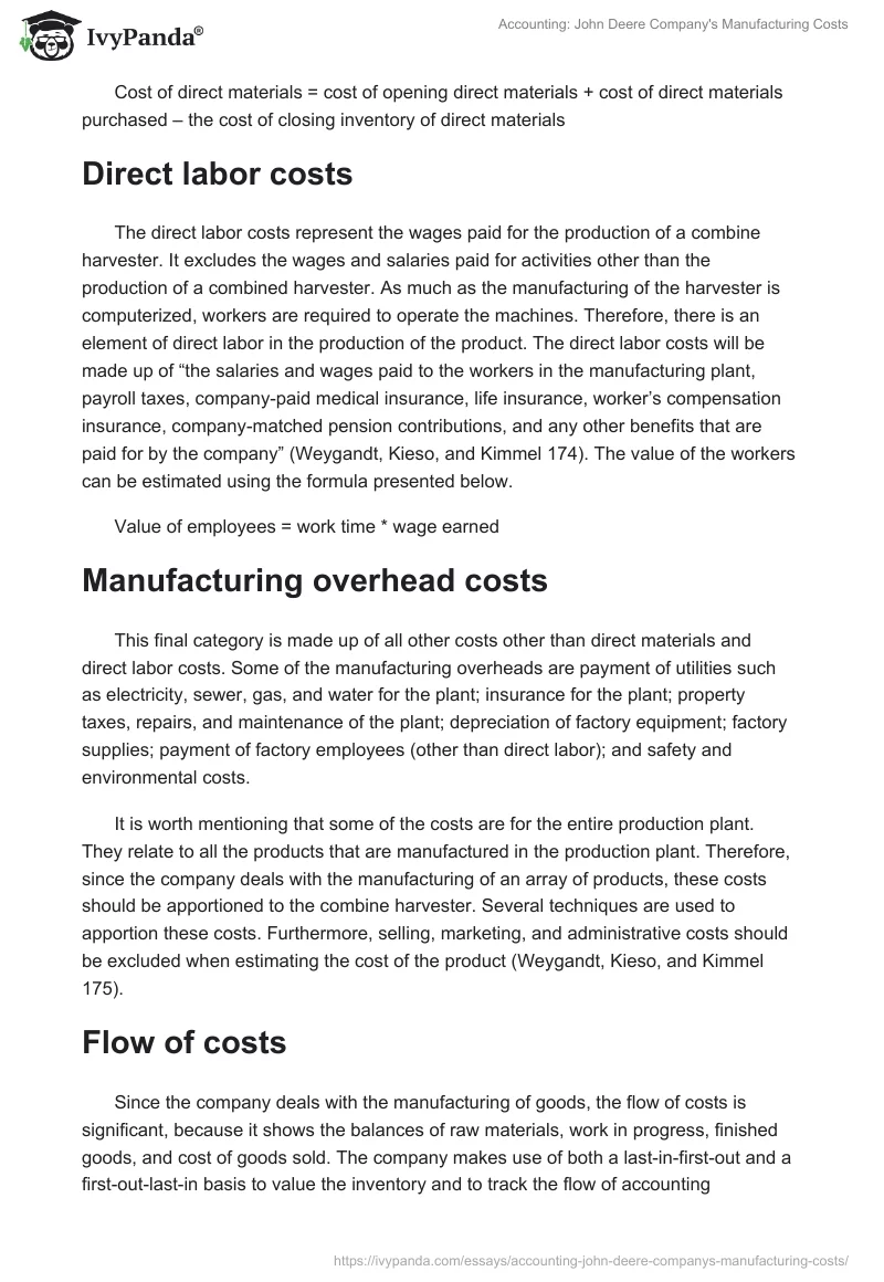 Accounting: John Deere Company's Manufacturing Costs. Page 2