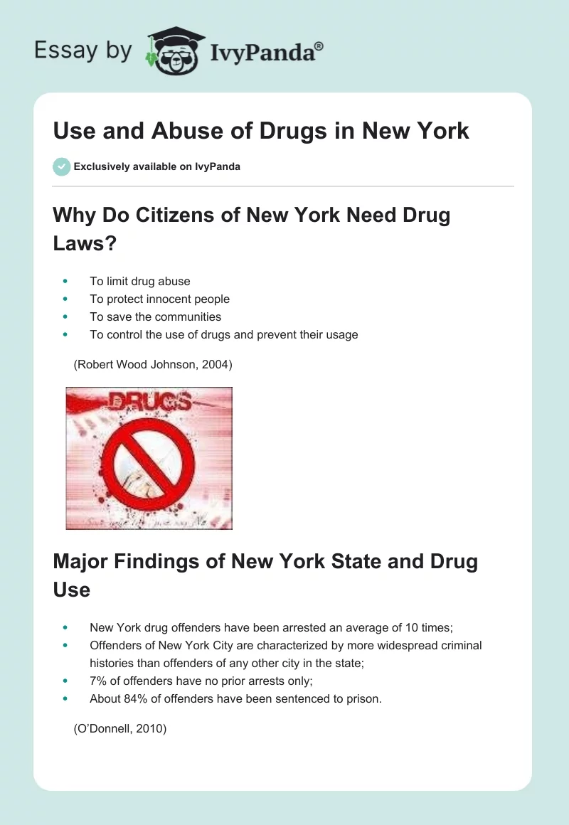Use and Abuse of Drugs in New York. Page 1