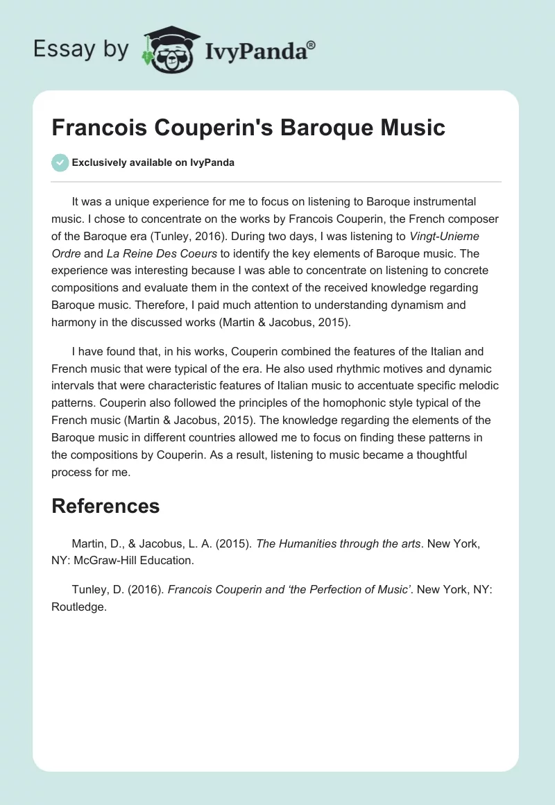 Francois Couperin's Baroque Music. Page 1