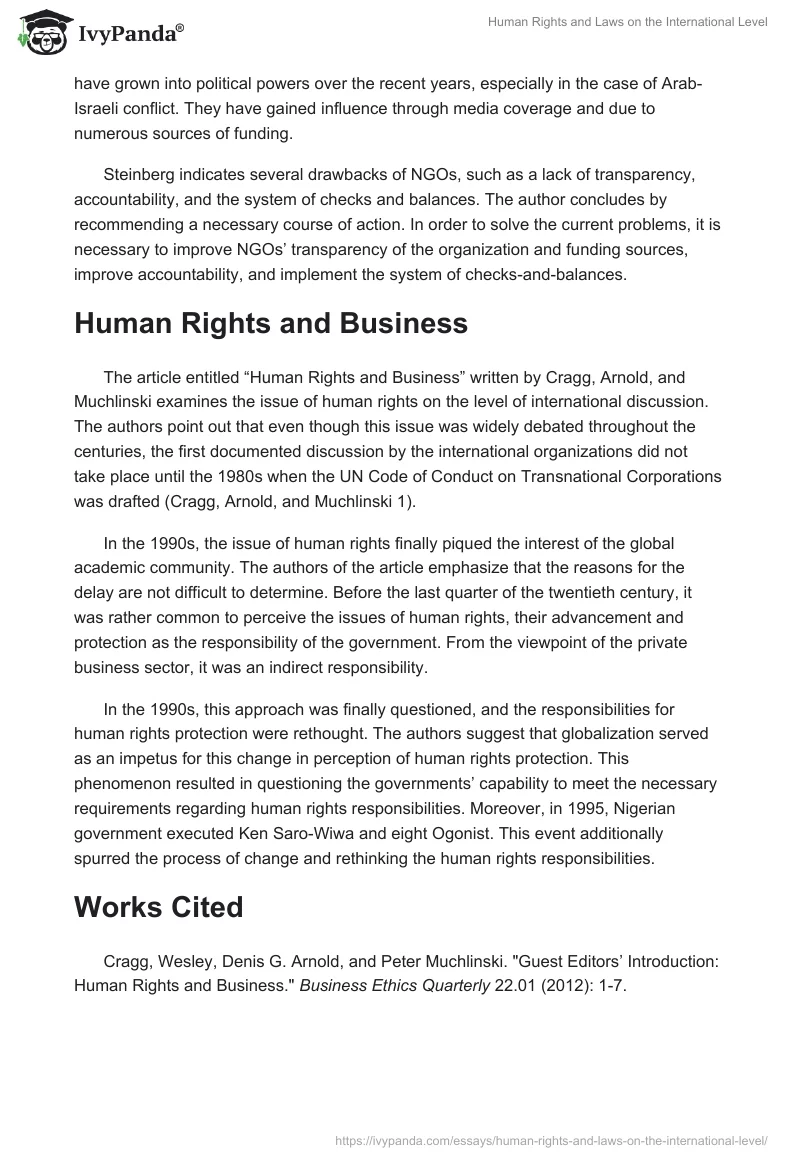 Human Rights and Laws on the International Level. Page 2