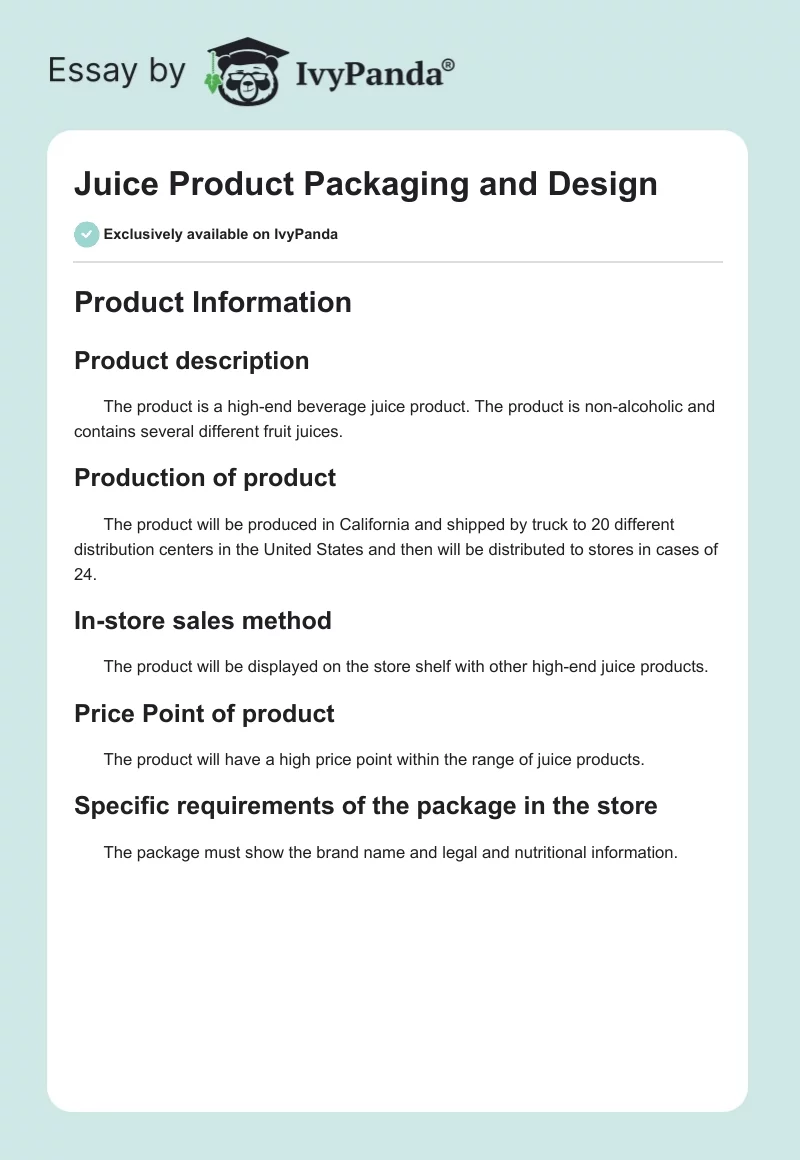 Juice Product Packaging and Design. Page 1