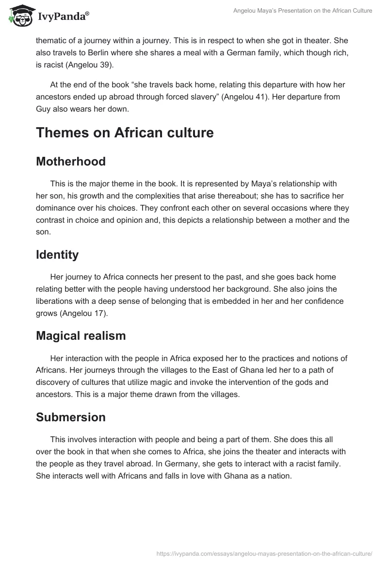 Angelou Maya’s Presentation on the African Culture. Page 3