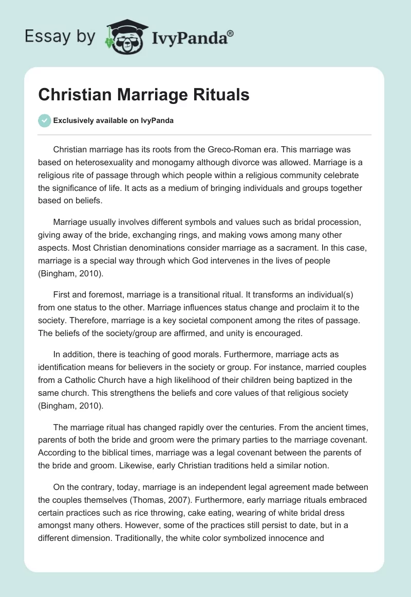 Christian Marriage Rituals. Page 1