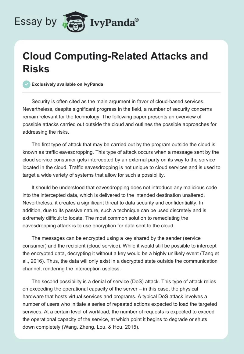 Cloud Computing-Related Attacks and Risks. Page 1
