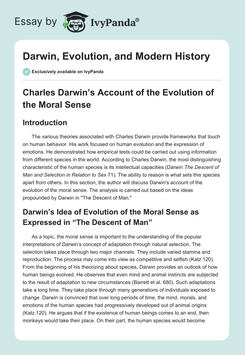 Darwin, Evolution, and Modern History. Page 1