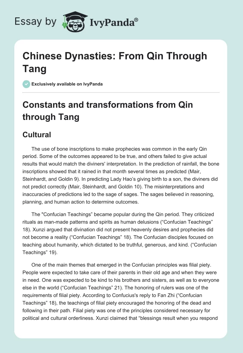 Chinese Dynasties: From Qin Through Tang. Page 1