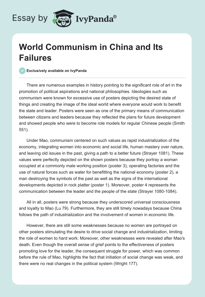 World Communism in China and Its Failures. Page 1