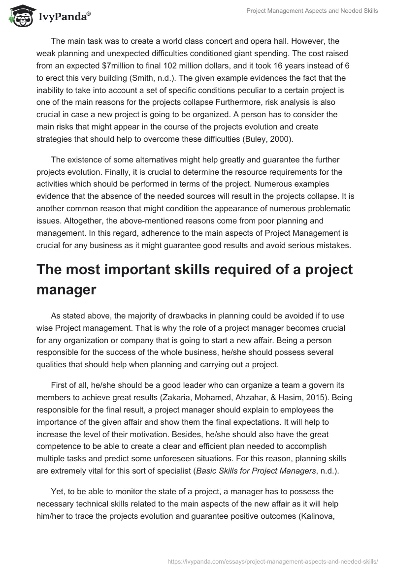 Project Management Aspects and Needed Skills. Page 2
