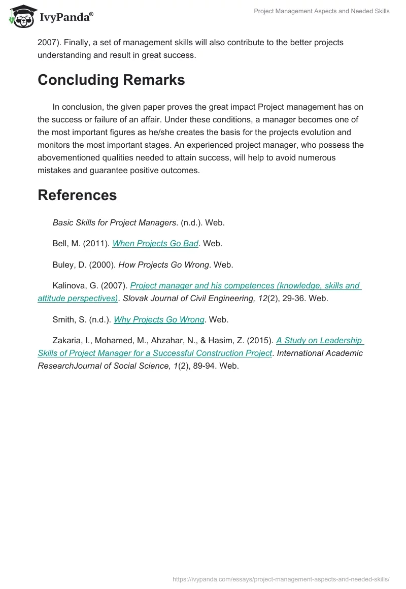Project Management Aspects and Needed Skills. Page 3