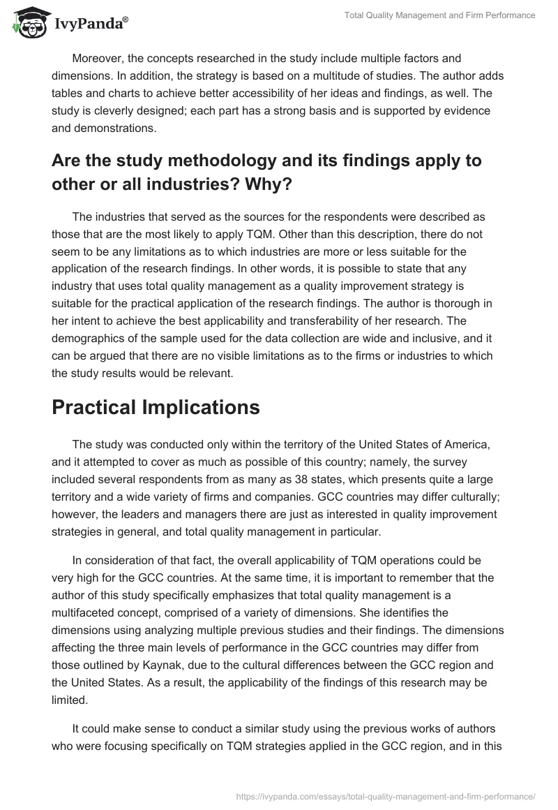 Total Quality Management and Firm Performance. Page 5