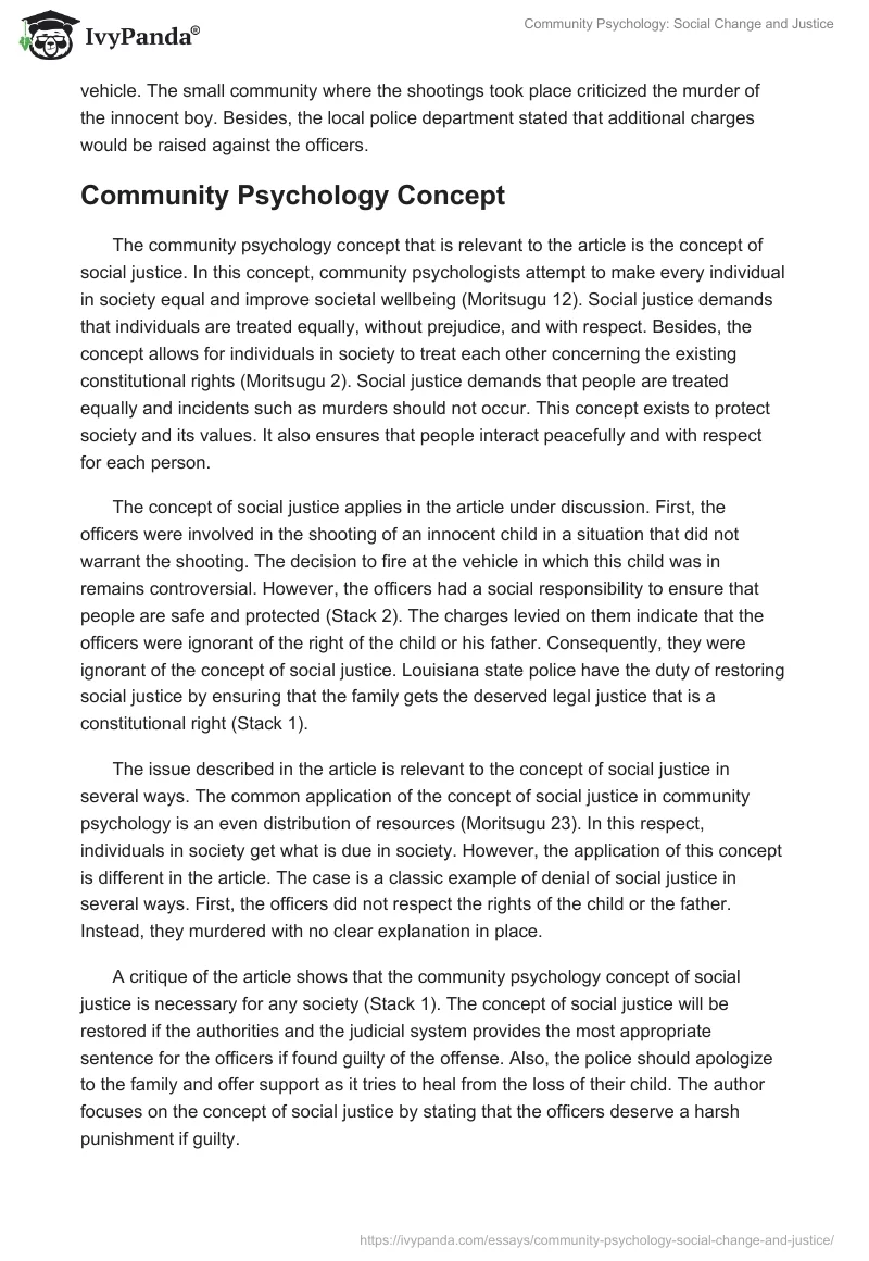 Community Psychology: Social Change and Justice. Page 3