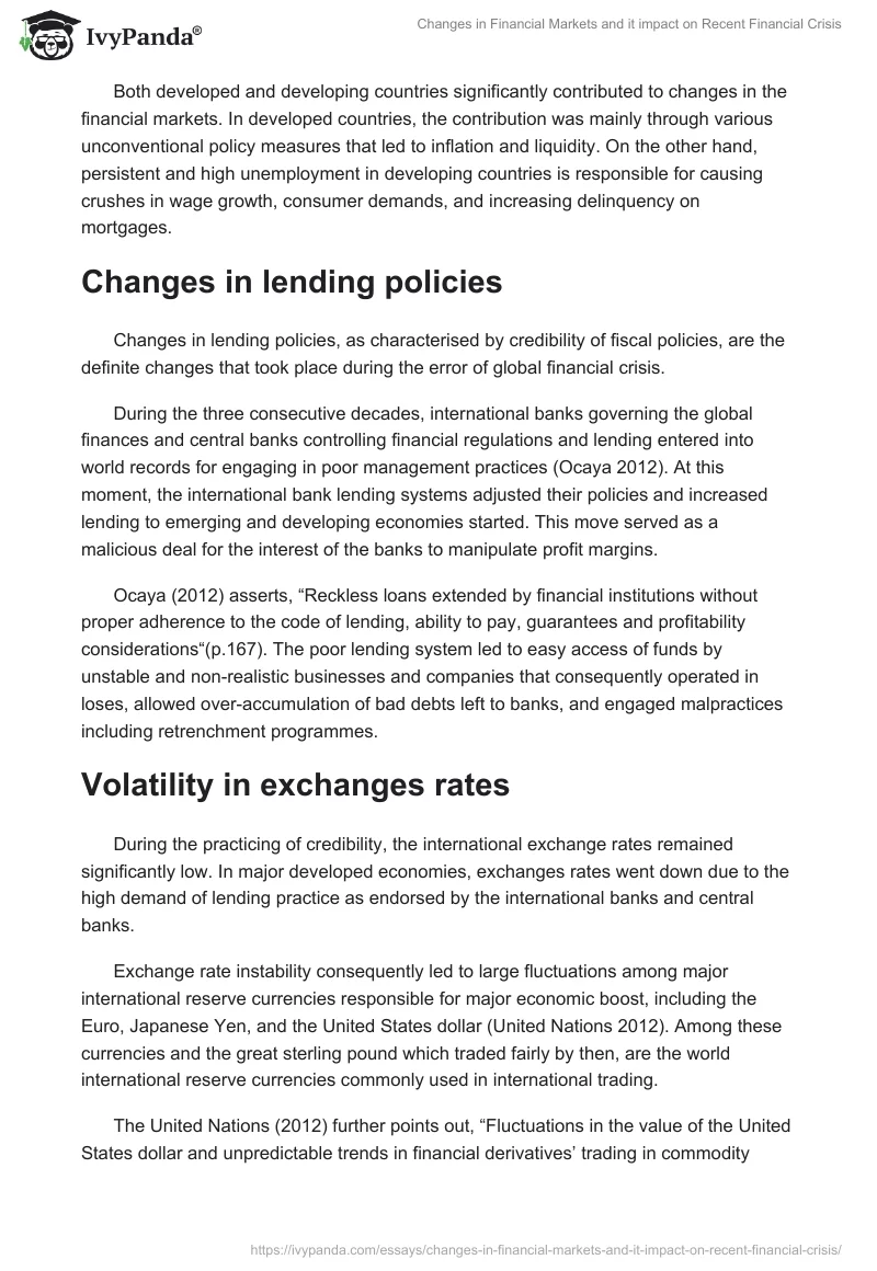 Changes in Financial Markets and it impact on Recent Financial Crisis. Page 3