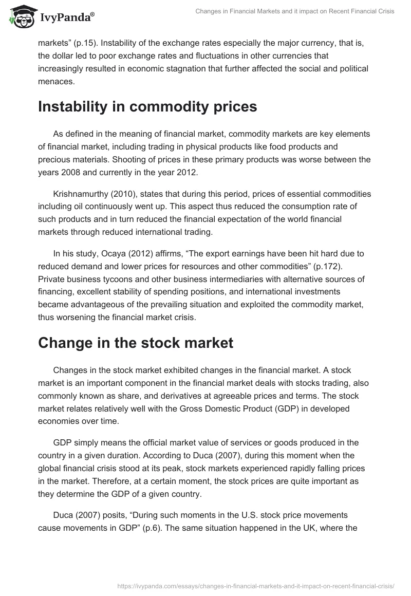 Changes in Financial Markets and it impact on Recent Financial Crisis. Page 4