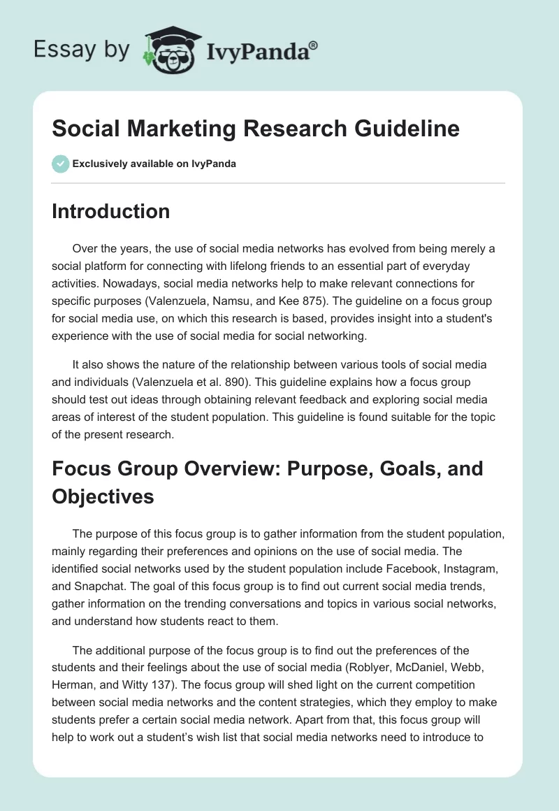 Social Marketing Research Guideline. Page 1
