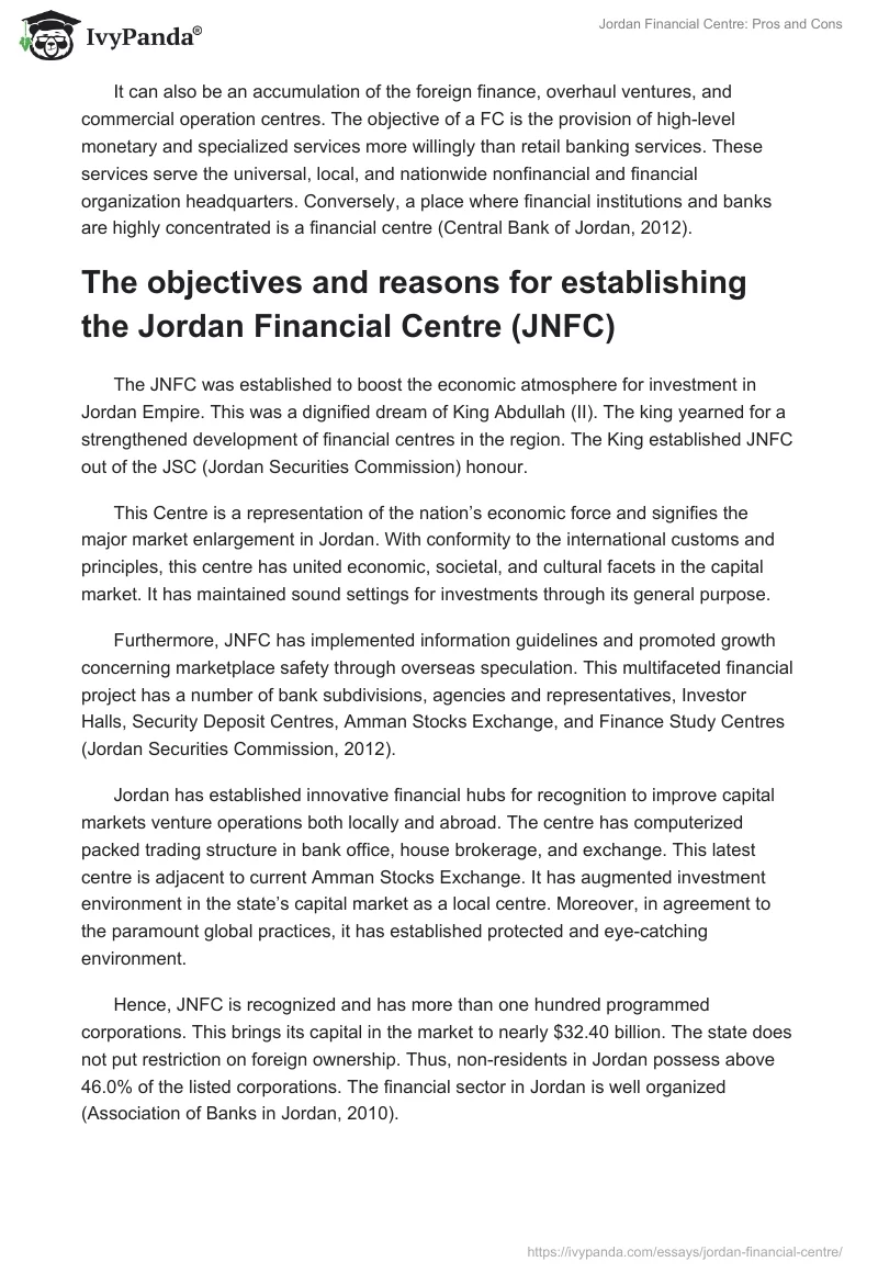 Jordan Financial Centre: Pros and Cons. Page 2