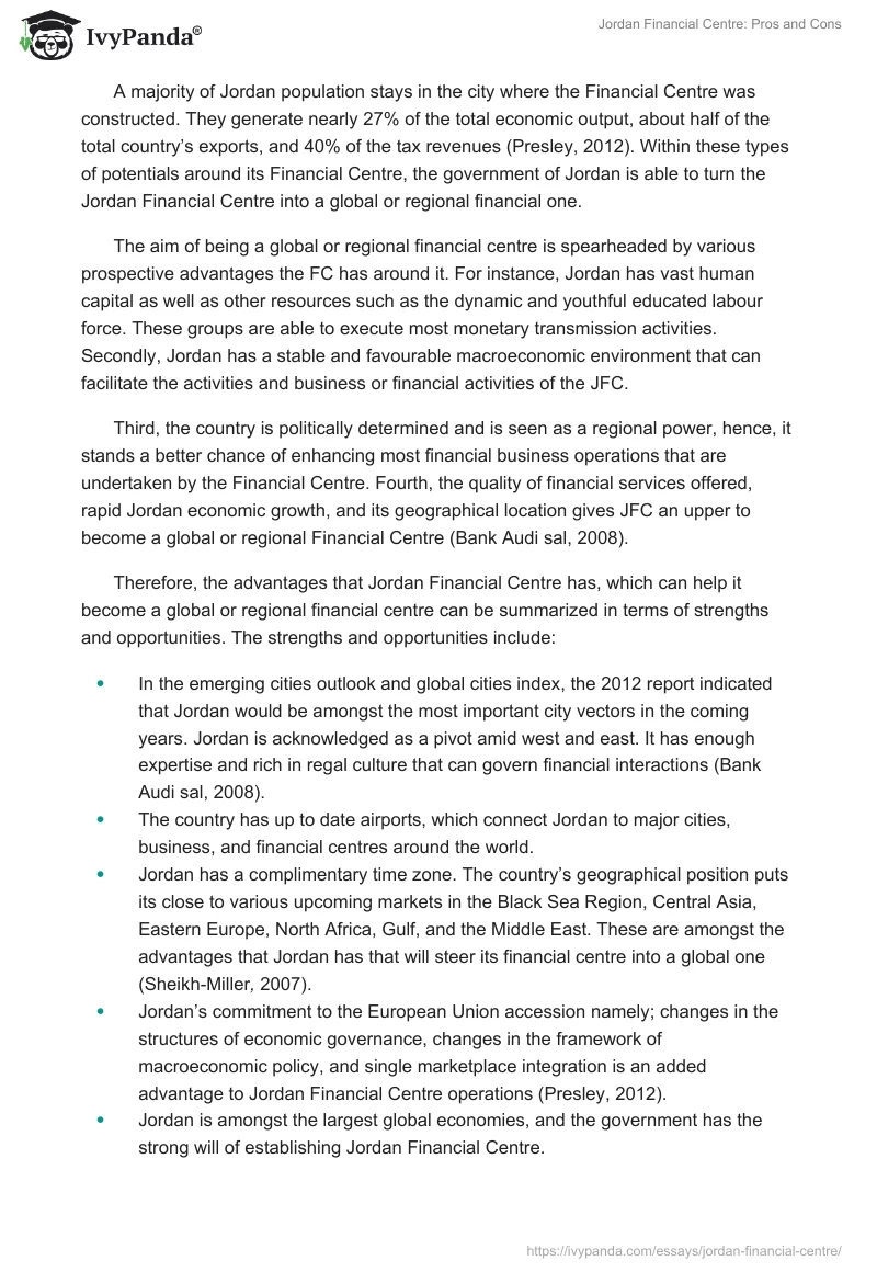 Jordan Financial Centre: Pros and Cons. Page 4