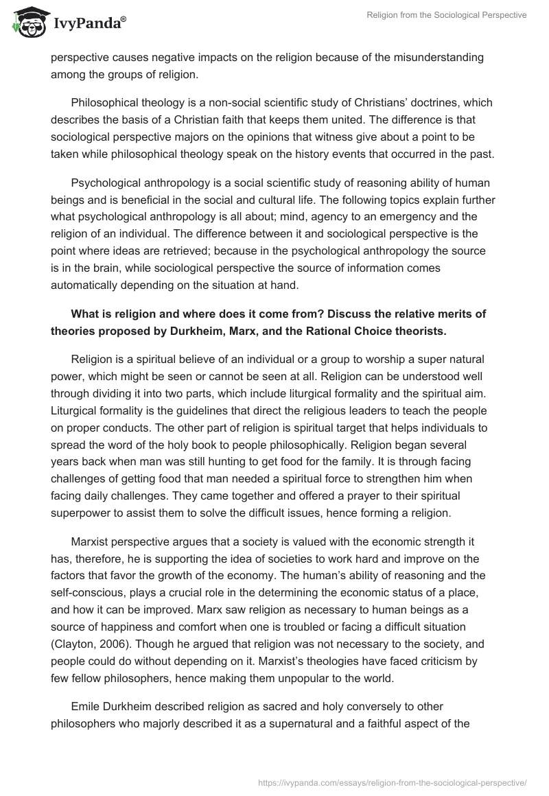 Religion from the Sociological Perspective. Page 2
