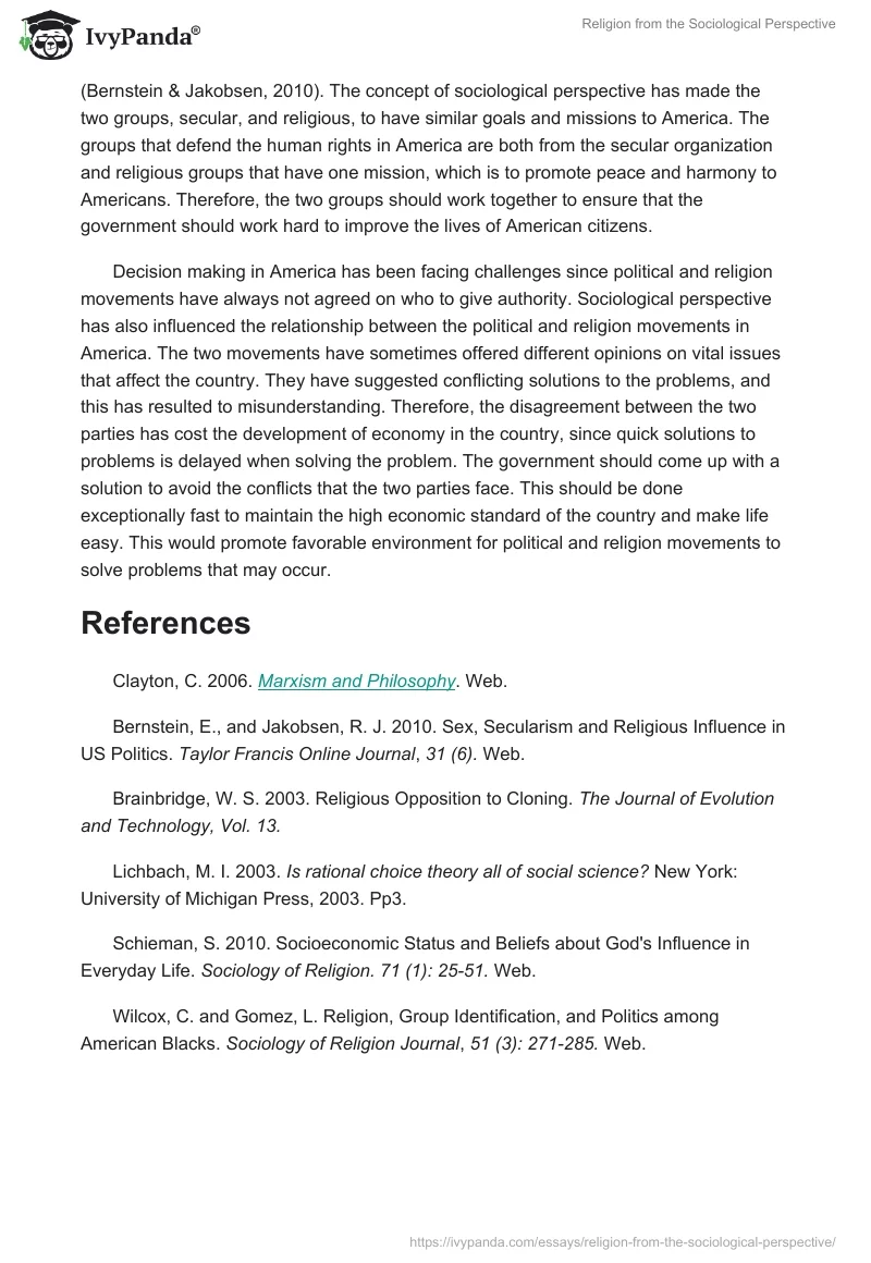 Religion from the Sociological Perspective. Page 4