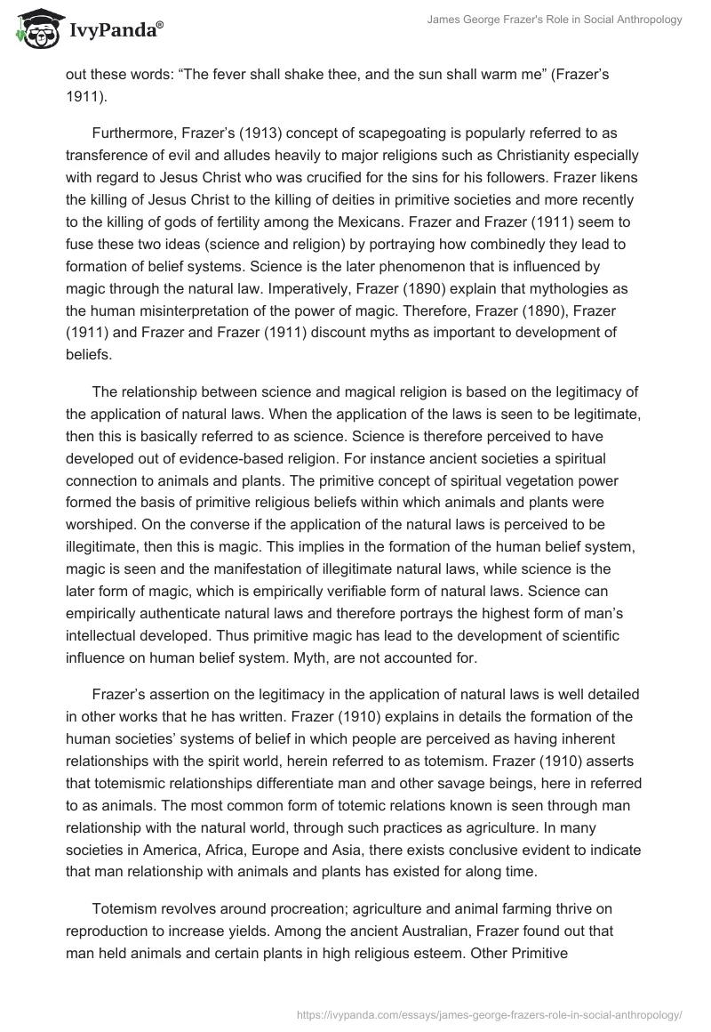 James George Frazer's Role in Social Anthropology. Page 4