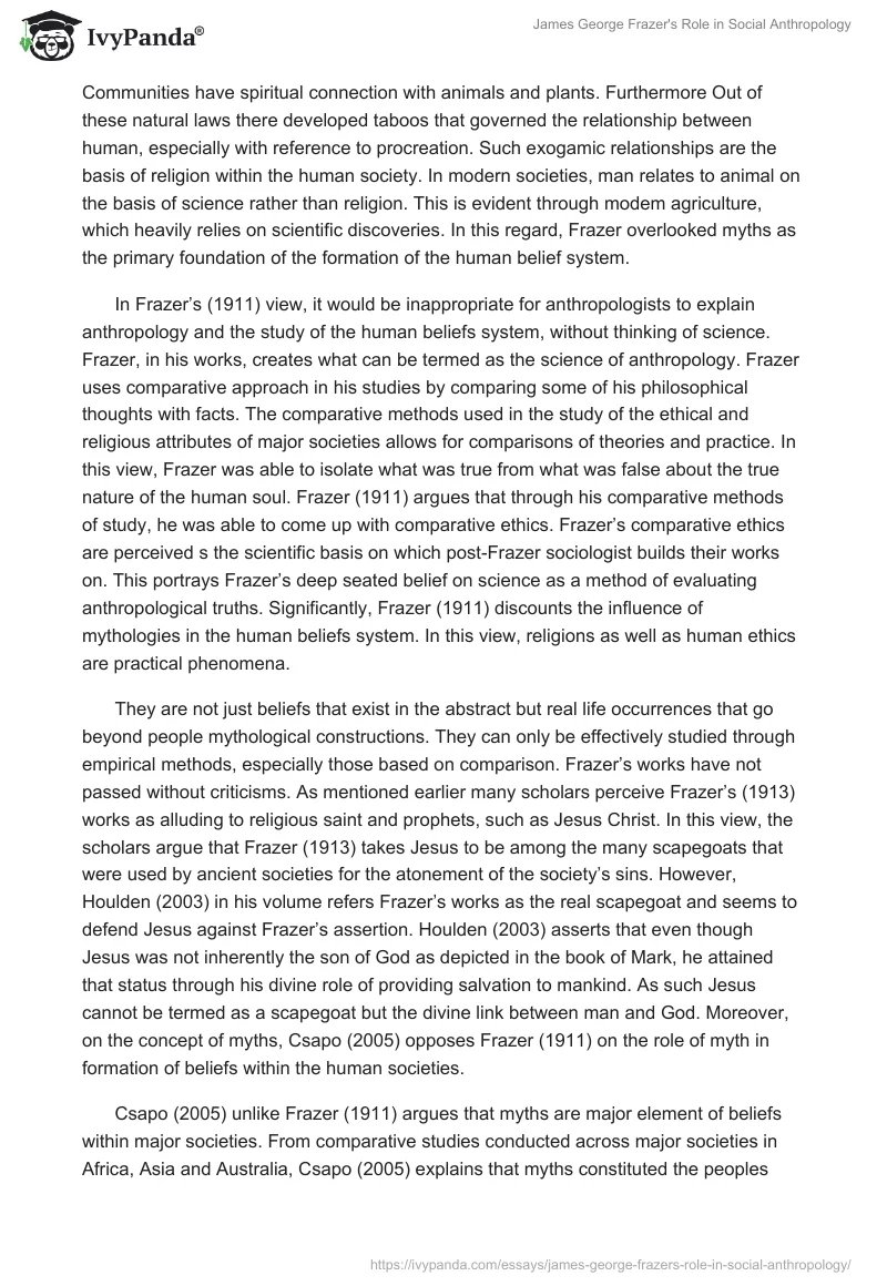 James George Frazer's Role in Social Anthropology. Page 5