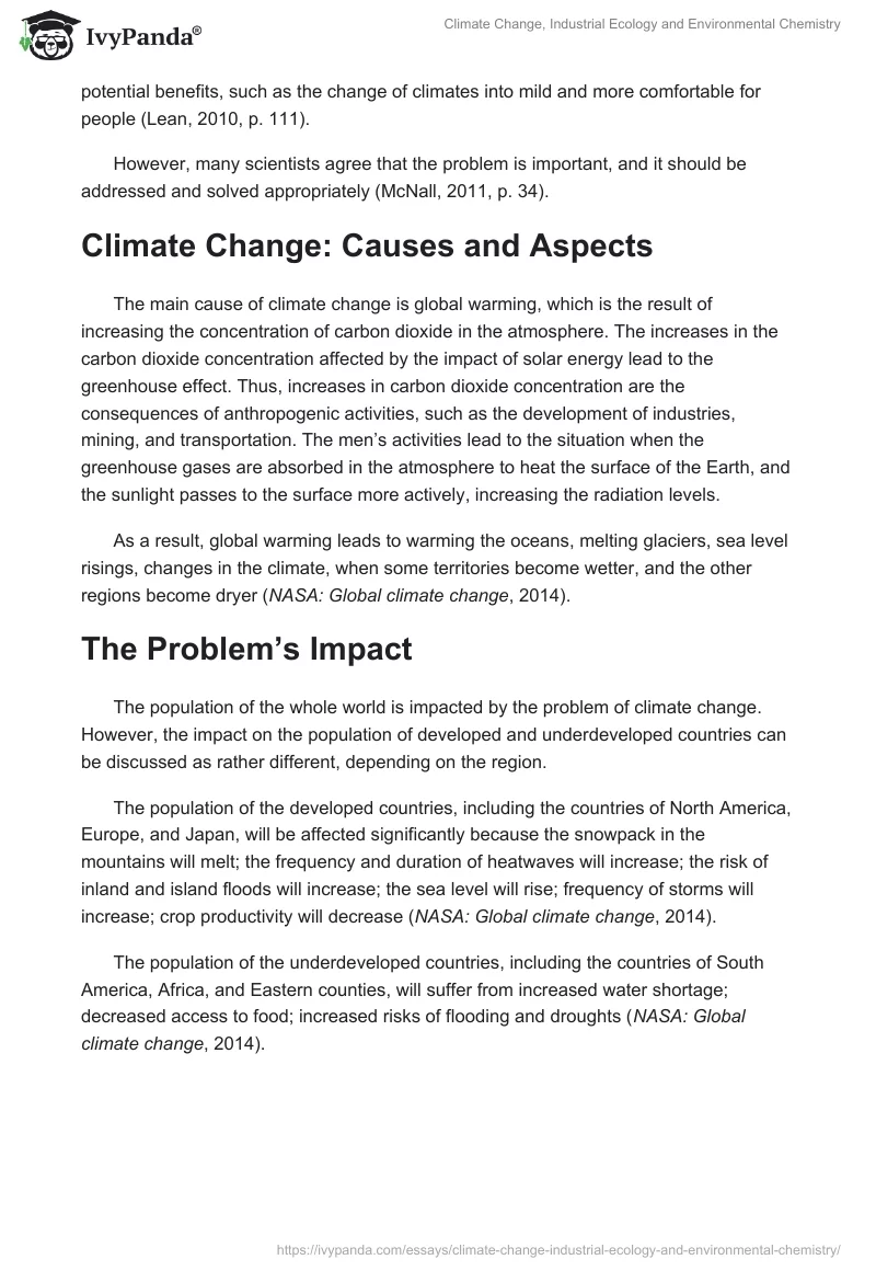 Climate Change, Industrial Ecology and Environmental Chemistry. Page 2