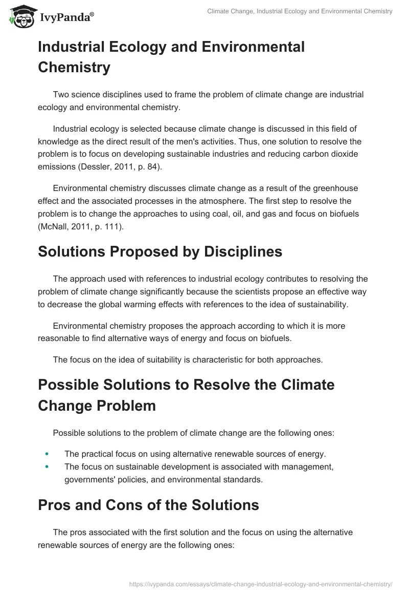 Climate Change, Industrial Ecology and Environmental Chemistry. Page 3
