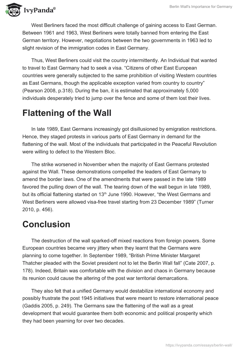 Berlin Wall's Importance for Germany. Page 5