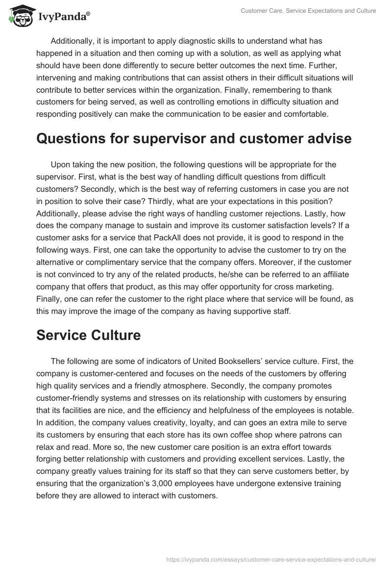 Customer Care, Service Expectations and Culture. Page 2