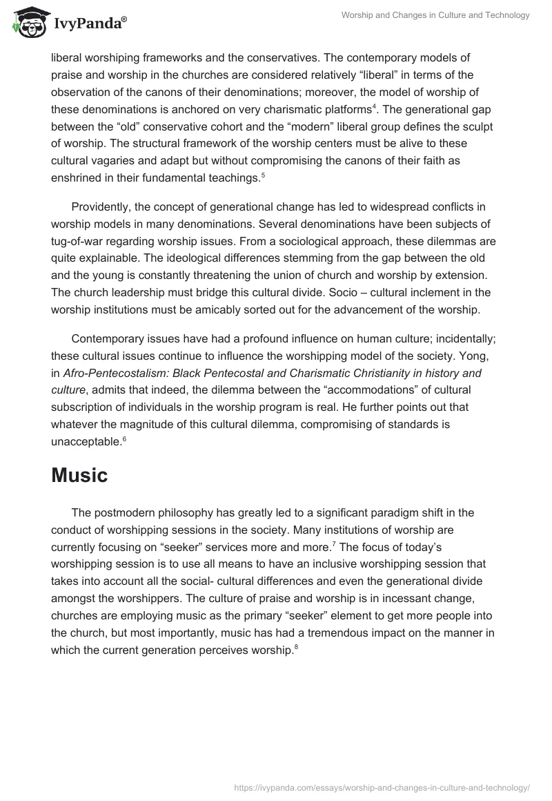 Worship and Changes in Culture and Technology. Page 2