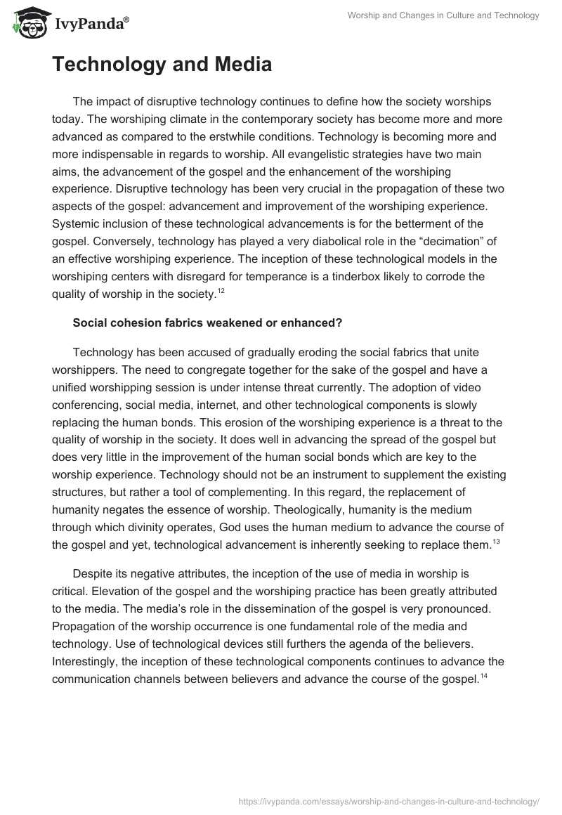 Worship and Changes in Culture and Technology. Page 4