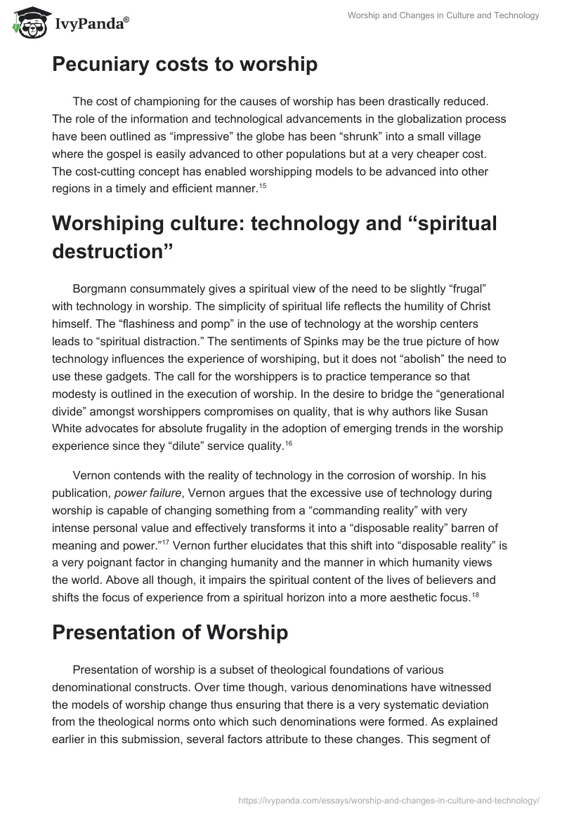 Worship and Changes in Culture and Technology. Page 5