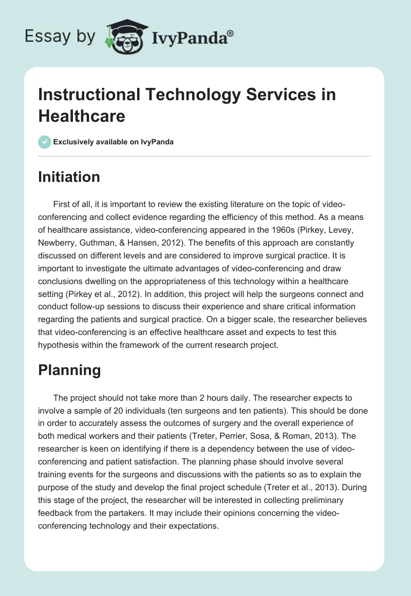 Instructional Technology Services in Healthcare. Page 1