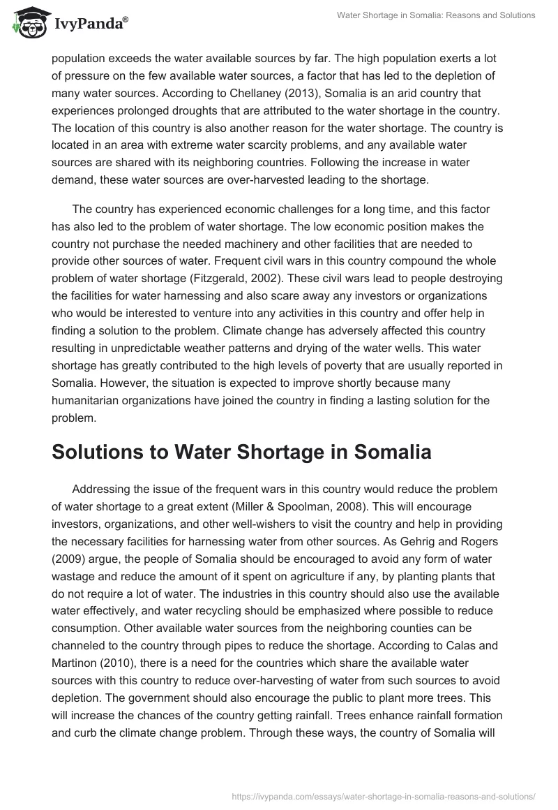 water shortage essay example