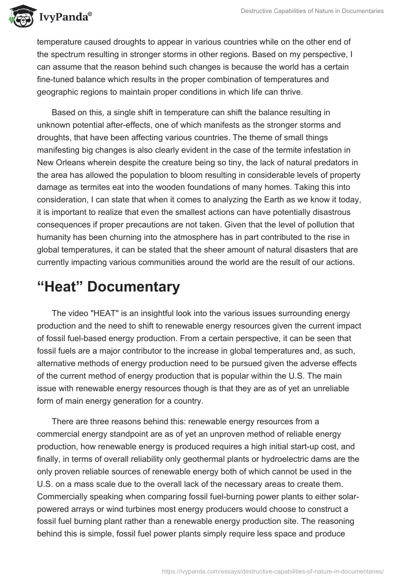 Destructive Capabilities of Nature in Documentaries. Page 3